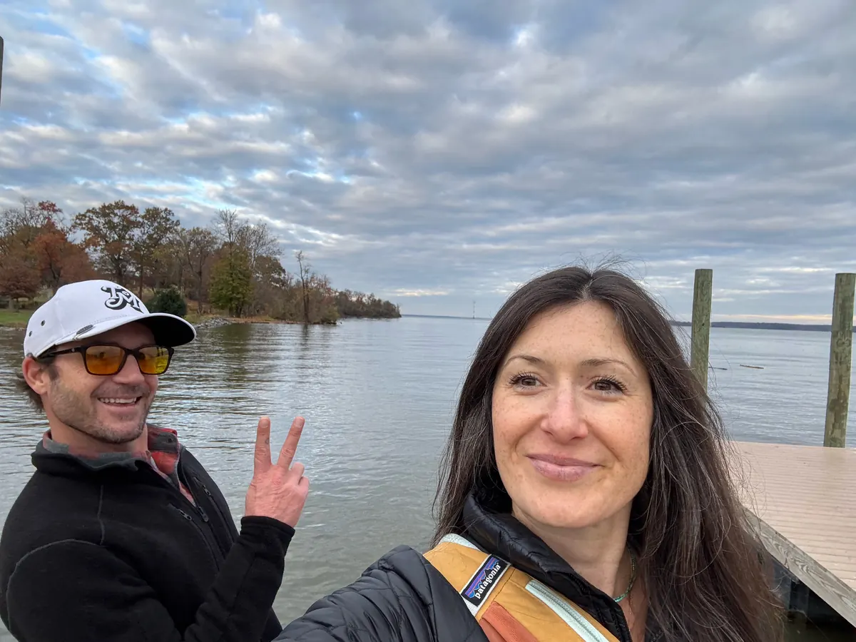 Sonny and Julia: lakeside dock at sunset