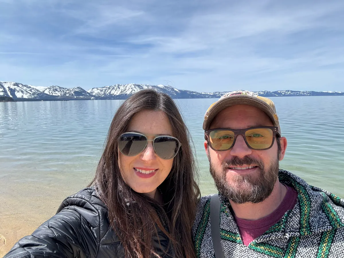 Sonny and Julia: lake tahoe and snowy peaks